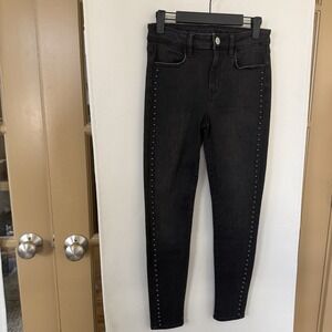 American Eagle Womens 2 Short Black Studded High Rise Jegging Skinny Jeans Pants